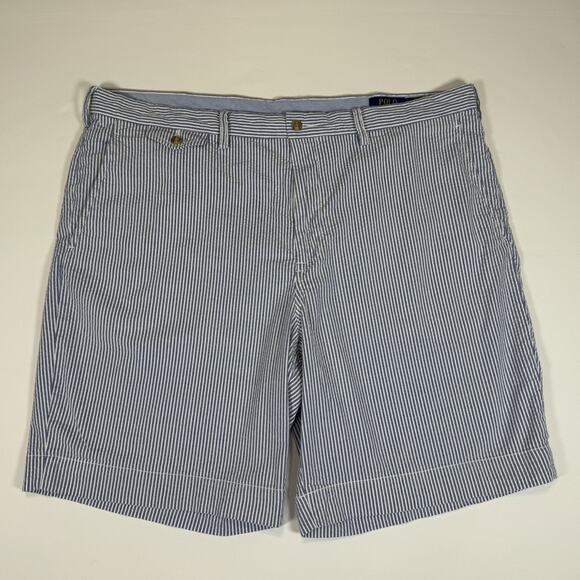 Polo Ralph Lauren Other - Polo Ralph Lauren Mens Blue White Seersucker Striped Preppy Stretch Shorts Sz 40